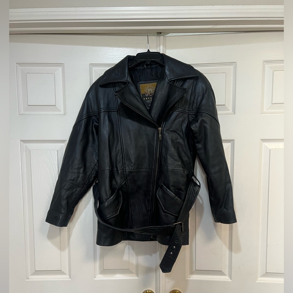VNTG  Avenue de L’opera Express leather oversized Belt leather jacket‎ Coat  XS